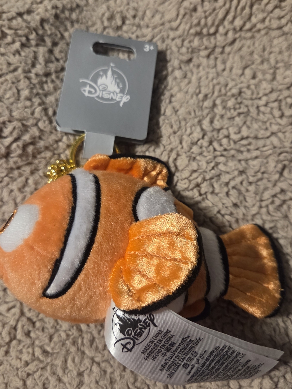Disney Orange & White Finding Nemo Clownfish Plush Keychain